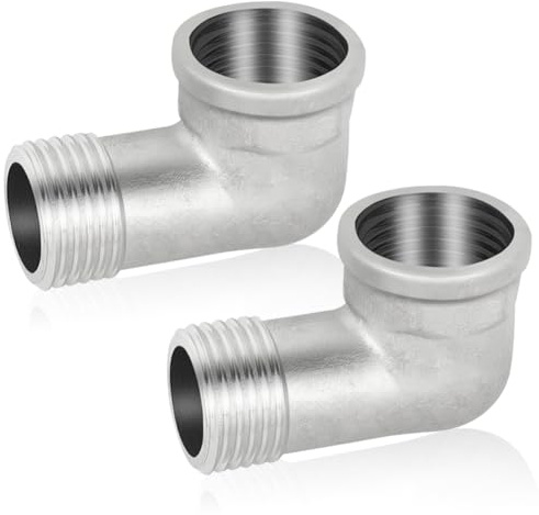 2 Stück 90 Grad 304 Edelstahl Winkel, 3/4 IG/AG Edelstahl Rohrwinkel Bogen | DN20 Rohrwinkel Bogen Adapter, 3/4 Zoll Innengewinde x Außengewinde 90° Winkel für Bewässerungsanlagen