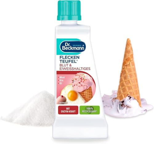 Dr. Beckmann Fleckenteufel Blut & Eiweißhaltiges | 5 x 50 ml | Enzymbasierte Formel | Für frische & eingetrocknete Flecken | Gezieltes Auftragen | Für viele Textilien