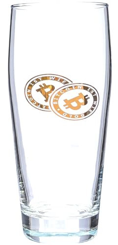 96 Willibecher Willybecher Biergläser, Veredlerqualität, 0,5 Liter ohne Füllstrich, Golddekor Bitcoin ist wie Gold, 96 x 0,5 l