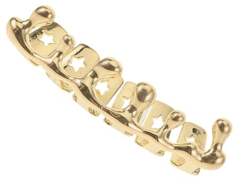 Generisch Vergoldete Wassertropfen-Hosenträger mit sechs Zähnen für Hip-Hop Hiphop Zahnüberzüge Einzigartige Zahnaccessoires Hip-Hop-Zahnschmuck Hip-Hop-Zahnkappen Zahnzubehör Kupfer Golden