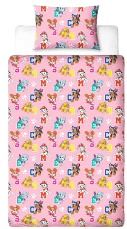 Paw Patrol Official Single Duvet Cover | Vibrant & Adorable Cute Pups Design – Reversible 2-Sided Bedding with Matching Pillowcase