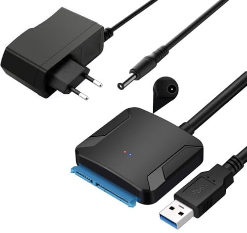 GERUI Adattatore USB 3.0 a SATA, Super Speed 2.5/3.5, HDD/SSD Driver Convertitore/cavo adattatore, unità ottica SATA con adattatore di alimentazione da 12 V/2 A