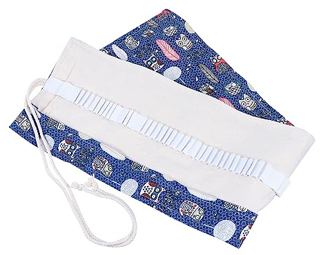 HAPINARY Modisches Canvas Federmäppchen Mit Eulenmuster Rollbarer Stiftehalter 72 Löcher Robustes Stoff Etui Für Künstler Schule Und Reise