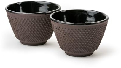 Bredemeijer Teetassen Set Xilin, Japanische Teetasse 2x 100ml - Aubergine | Gusseisener Teebecher Isoliert, Teetasse mit emaillierter Innenseite, Passend zur Xilin Teekanne