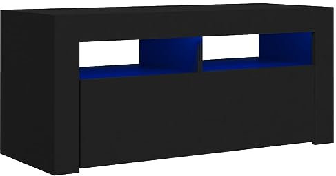 Helloshop26 Meuble TV multimédia étagère télévision Buffet téléviseur Salle à Manger Salon Chambre avec lumières LED 90 x 35 x 40 cm Noir 02_0026625