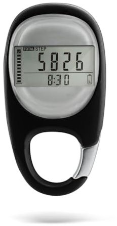 Fozriybefy Podomètre pour la Marche, Podomètre de Marche Portable, Compteur de Pas 3D, Suivi Électronique Simple des Pas avec Mousqueton, Facile à Utiliser