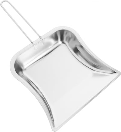 TOPPERFUN Pelle à Poussière Métal Vintage Acier Inoxydable Manche Long Pour Bureau Et Atelier Outil De Nettoyage Compact Et Résistant Finition Argentée