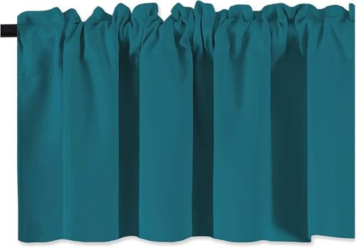 KYUEPONG Küchenvorhänge,Kurze Vorhänge, Wellenvorhänge in Mehreren Größen, einfarbig, dekorative Kurze Fenstervorhänge mit Lichtfilter for das Wohnzimmer im Schlafzimmer(Green,57 * 17.7inch)