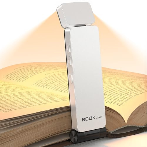 maxtachi Leselampe Buch Klemme, Leselampe Bett mit 3 Farben & Stufenlosem Dimmen, 500mAh USB Wiederaufladbare Buchlampe für Nachtlesen, Mini LED Leselicht für Buchliebhaber, Kinder | Stufenlosem Dimmen, 500mAh USB Wiederaufladbare Buchlampe für Nachtlesen, Mini LED Leselicht für Buchliebhaber, Kinder