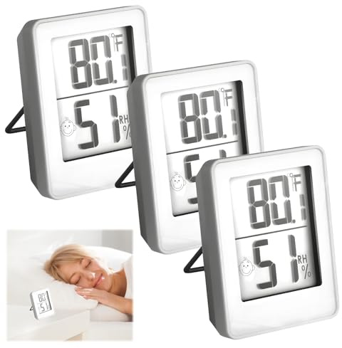 Digital Room Thermometer,3 Pack Indoor Hygrometer Thermometer Mini Digital Temperature Monitor and Humidity Meter Sensor for Baby Room Nursery Bedroom Greenhouse Office (White)
