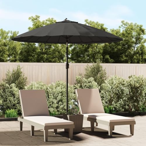 HaoChrymec Sonnenschirm mit Aluminium-Mast, UV-beständig, Kurbelsystem, Balkon Schirm, Strandschirm, Sonnenschirm Terrasse, Anthrazit, 270 x 246 cm