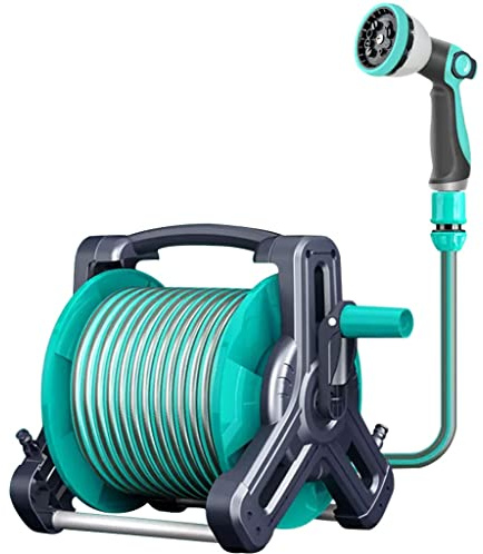 RLCJBMSUG Enrouleur de Tuyau portatif pour la Maison, Support de Rangement pour Tuyau d'arrosage, kit d'arrosage extérieur (Couleur : A, Taille : dévidoir + Tuyau de 30 m)