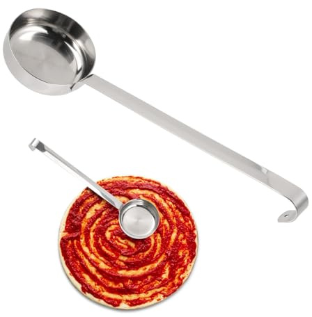 COLLBATH Cuillère à pizza en acier inoxydable avec long manche - Fond plat - Pour sauces chaudes et soupes - Outil de cuisine robuste pour la famille et la restauration - Utilisation polyvalente