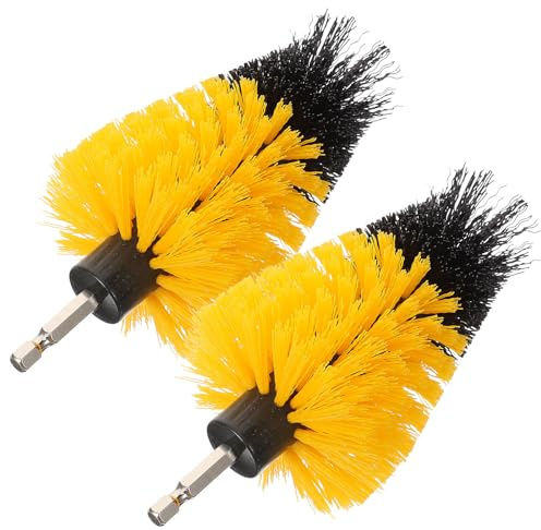 Generic 2pcs 5-Inch Yellow Cone-Shaped Drill Brush Attachment Cleaning Scrubber Brush Kit for Power Drill for Suitable for Heavy-Duty Surface Cleaning and Polishing