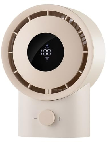 Gettimore Ventilatore da tavolo ricaricabile con display digitale, batteria da 4000 mAh, 100 impostazioni di velocità, alimentazione USB, design compatto per uso domestico e ufficio, rosso