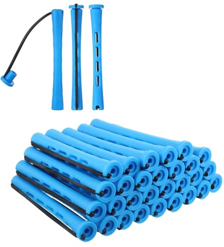 30 Pcs Perm Rods Set for Natural Hair 0.35inch Plastic Cold Wave Rods Hair Curling Rollers DIY Hairdressing Tools for Natural Hairs Long Short(Blue)
