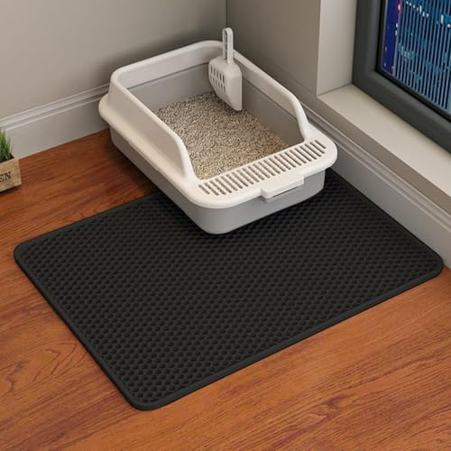 Alfombrilla para arena para gatos, 50 x 40 cm, doble capa, impermeable, diseño para gatos, caja de arena para gatos, alfombrilla para inodoro para gatos