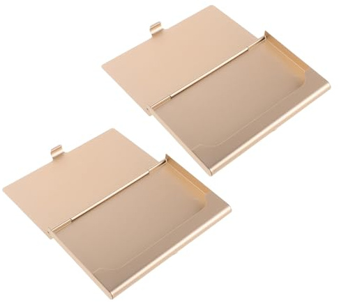 Mikikit Tarjetero de Aleación de Aluminio para Tarjetas de Visita, Estuche Metálico Portátil Ligero 9,3 X 6 Cm, Organizador Compacto para Oficina, Bolso y Viajes, Pack de 2