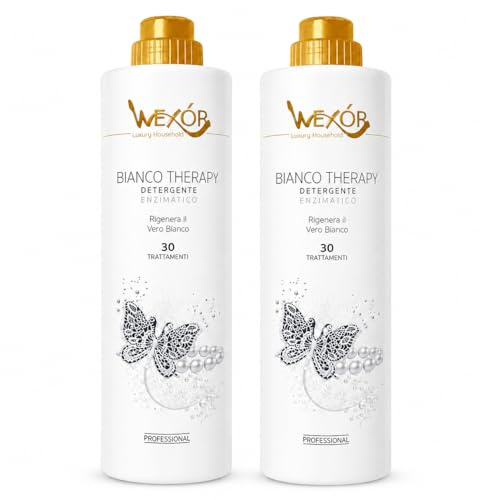 Bianco Therapy Detergente Enzimatico Professionale WEXÓR– Rigenera il Vero Bianco – Detersivo Liquido Concentrato per Bucato – 30 Trattamenti – 2 Unita da 750ml