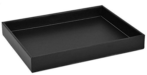 Super UD - Rechteckiges Tablett aus PU-Leder, Leder, schwarz, 33cmx25cmx4cm