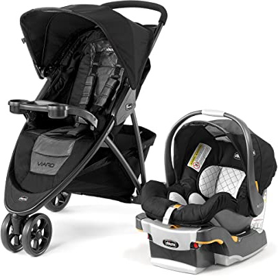 Chicco Viaro Travel System, Viaro Quick-Fold Stroller with KeyFit 30 Infant Car Seat and Base, Apex/Black