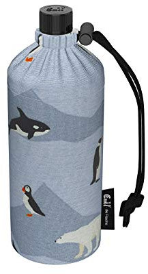 Emil Trinkflasche aus Glas für Mädchen & Jungen isolierte Glasflasche für Schule, Freizeit, Sport: Kinder & Eltern Arctic 0,4l