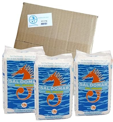 Grobes Meersalz, Saldomar, Jodiert, 3er Pack, 3 x 1 kg, aus Portugal