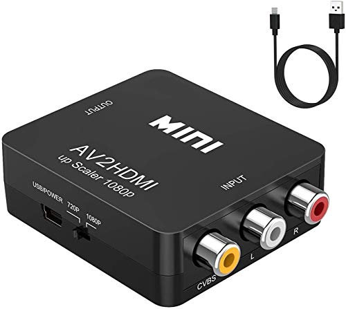 RXDF RCA a HDMI, convertitore AV a HDMI, supporta PAL/NTSC, adattatore CVBS composito 1080P mini RCA per lettori TV/PC/PS2/PS3/STB/Xbox VHS/VCR/Blu-Ray/DVD