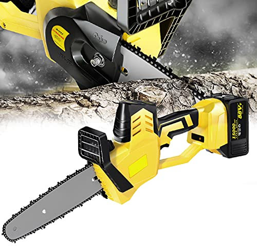 Songhp Mini Electric Cordless Chainsaw, 10inch Handheld Chainsaw Small Cordless Battery Powered Chainsaw, 21V Adjustable Cutting Speed for Wood Cutting, Tree Pruning and Garden