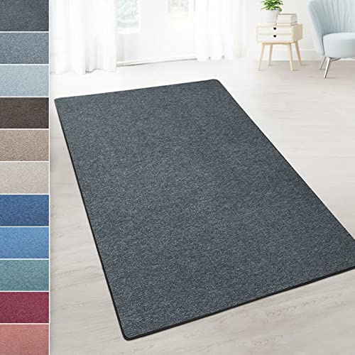 Karat Tapis sur Mesure London - Bords sans Frange grâce à la Modification - Boucle Durable et Facile à soigner Flor (Anthracite - 100x150 cm)
