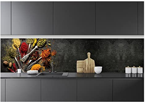 WallArena Vlies Fototapete, Küche, 250x60cm | Fototapeten - Tapeten - für Wohnzimmer Schlafzimmer - Vliestapete Wandtapete Tapete 3D Effekt- inkl. Kleister