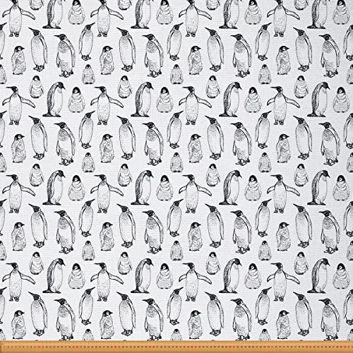 Pinguin Stoff Meterware Antarktis Tier Dekostoff Wintermotiv Lustiger Pinguin Polsterstoff für Kinderzimmer Jungen Mädchen Teenager Karikatur Kawaii Wasserdichter Stoff Schwarz Weiß 460 x 150 (HxB)