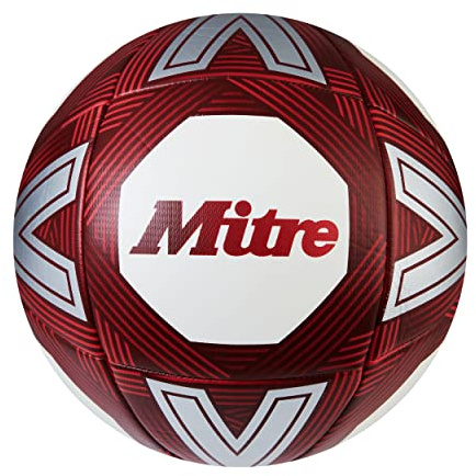 Mitre Intent Trainingsfußball | Optimierter Grip und verbesserte Kontrolle | Strapazierfähige Konstruktion Fußball, Weiß/Rot, 4