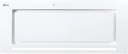 GURARI hotte de plafond 217 WH 70 Pr, hotte de cuisinière 70 cm, en blanc, verre blanc, 1000m³/h, aspiration très puissante, 3 niveaux