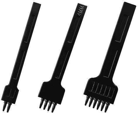 Hitefu Set di 3 punzoni in pelle, scalpello da 4 mm per cucitura a denti rotondi, 2/4/6 rebbi, taglio circolare, accessori per cuciture in pelle per forniture artigianali in pelle