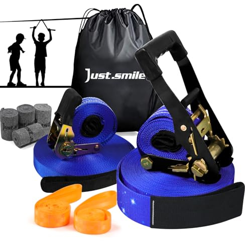Slackline Kit Slakcline Längre 18,3 m med trädskydd armtränare och bärväska, Slack-linjer för Backyared för barn och vuxna