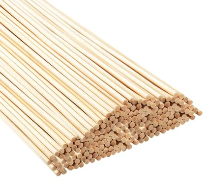 HotKrump 100 varillas de bambú para manualidades, bastones de bambú para manualidades, largas y redondas, varillas de madera naturales, para manualidades, decoración, (30 cm x 5 mm)