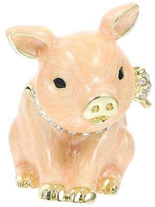 Abaodam Schmuckschatulle Ohrring Etui aus Zinklegierung mit Schweinemotiv Einfach zu Öffnen Rosa Schmuckaufbewahrungsbox für Home Decoration und Fotografie Requisite