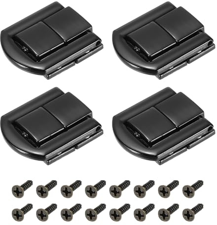 sourcing map 4Pcs Toggle Catch Lock, 0.98'' x 0.79'' (LxW) Zinc Alloy Hasp Lock Latch Clasp for Jewelry Box Wooden Case Toolbox, Black, (a23090200ux0021)