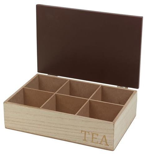 URBNLIVING Wooden Tea Storage Box Compartment Organizer Chest Style with MDF Lid Sections for Tea Bags Accessories Chef Home Kitchen Organization