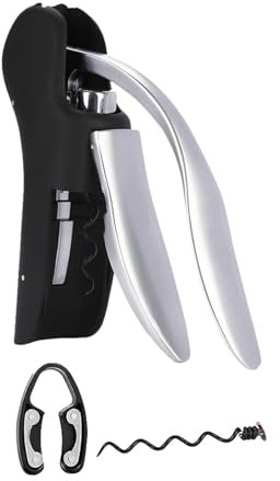 Vllold Tire-bouchon vertical compact pour bouteille de vin, tire-bouchon à levier vertical portable – Tire-bouchon et ouvre-bouchons avec vis anti-adhésives supplémentaires
