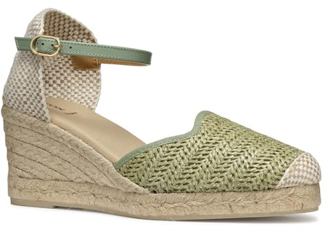 Geox D GELSA Low E, Sandalo con Zeppa Donna, Mint, 38 EU