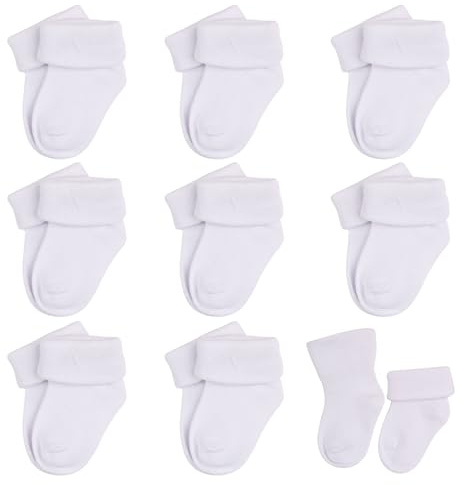 UILYNIU 8 Paia Calzini Bambino(FR/ES, Edad, 0 meses, 6 meses, Blanco)