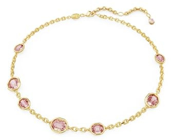 Swarovski Imber - Collana da donna, placcata oro, taglio ottagonale, colore: rosa, 38-45 cm, Cristallo, Cristallo