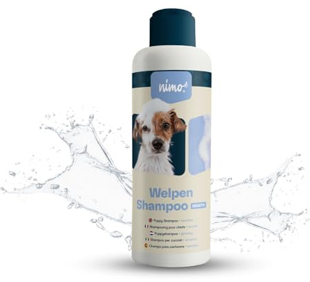 nimo® Welpen Shampoo sensitiv | ohne Duftstoffe & pH-Neutral mit Kollagen | für alle Hunderassen und Sensible, allergische Welpen | für bessere Kämmbarkeit & glänzendes Fell, 100% tierleidfrei