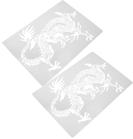 FIXOSHEE 2stücke Dragon Painting Stencils Wiederverwendbare Malschablonen Für Wände Und -projekte Fördert Kreativität Und Motorik Von Kindern Hollow Design Für Präzises Ausmalen