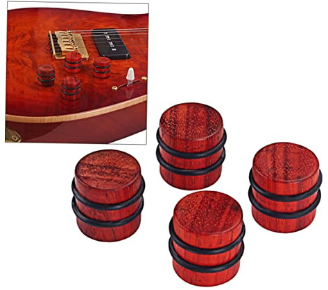 Gd405 Holz Knöpfe Rot, für E-gitarre und Bass | Ersatz für Geteilte Schaftpotis und Import Konzentrikpotis, 4 Stück in Rot