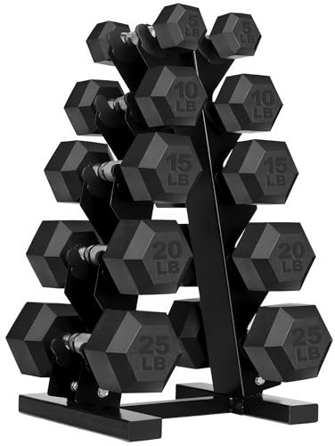 Sagler Weights Dumbbells Set with Rack - 150 lb Rubber-Coated Dumbbells for Easy Grip, Durable Carbon for Strength Training, Essential Workout Equipment for All Fitness Levels