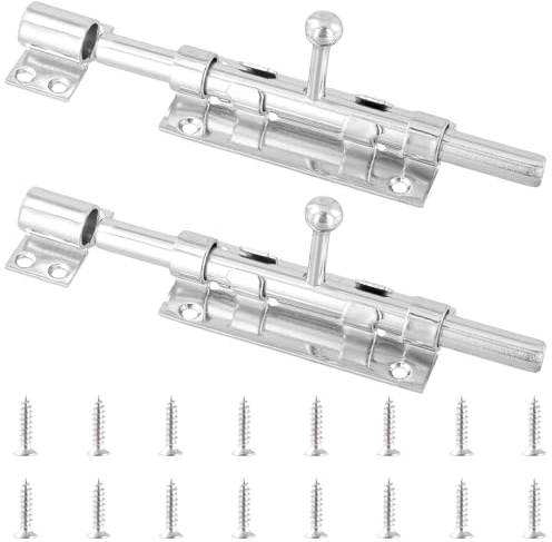 MAHIONG 2 bulloni da 15,2 cm, in acciaio inossidabile, bulloni per cancelli in legno per porte, finestre, recinzioni, camere da letto, bagni, capannoni