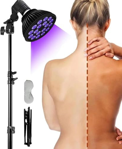 Mavdecll Lampe De Bronzage avec Trépied, Lampe De Bronzage Faciale Portable en Aluminium 54 W, 18 LED 460 Nm, Dispositif D'autobronzage À Domicile, pour La Protection des Yeux Et L'autobronzage